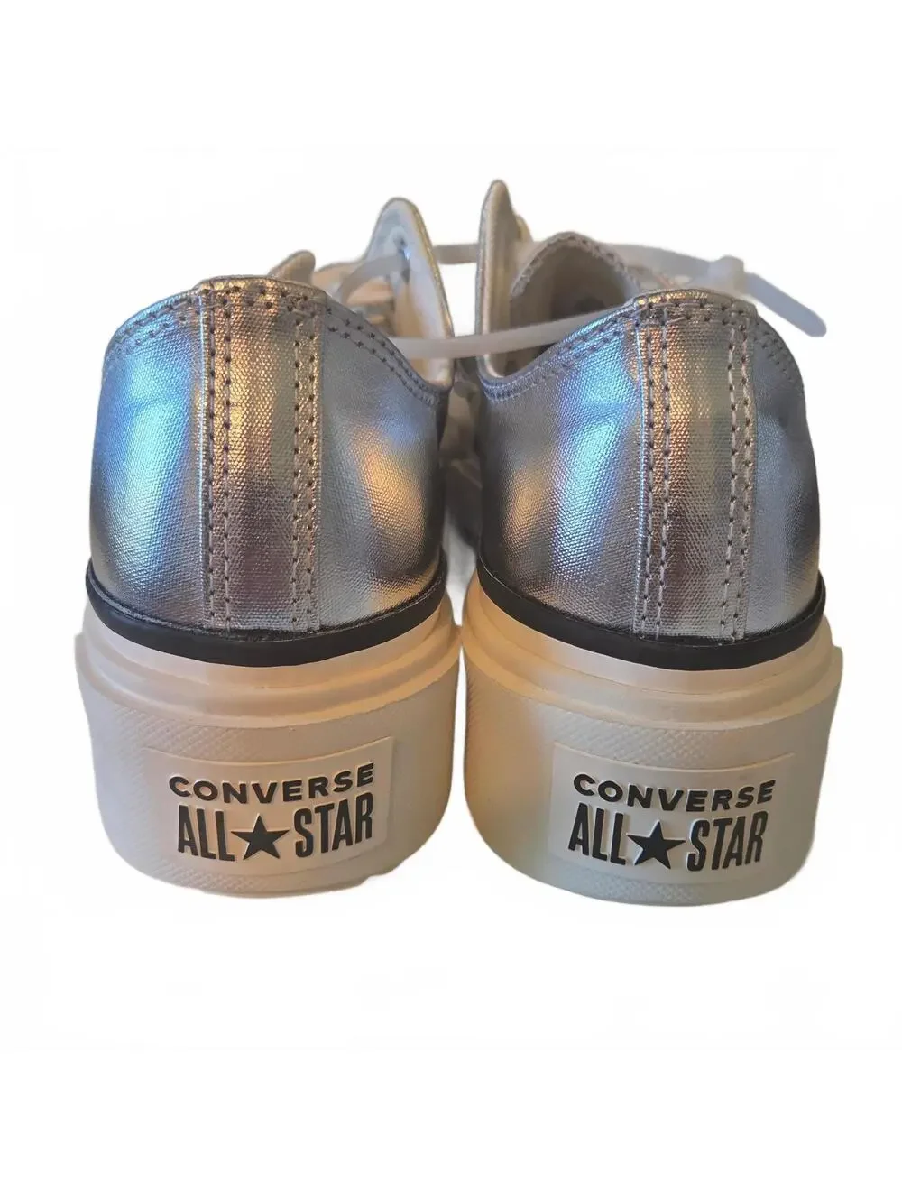 Converse All Star Platform Low Top Sneakers Silver Metallic Size 9